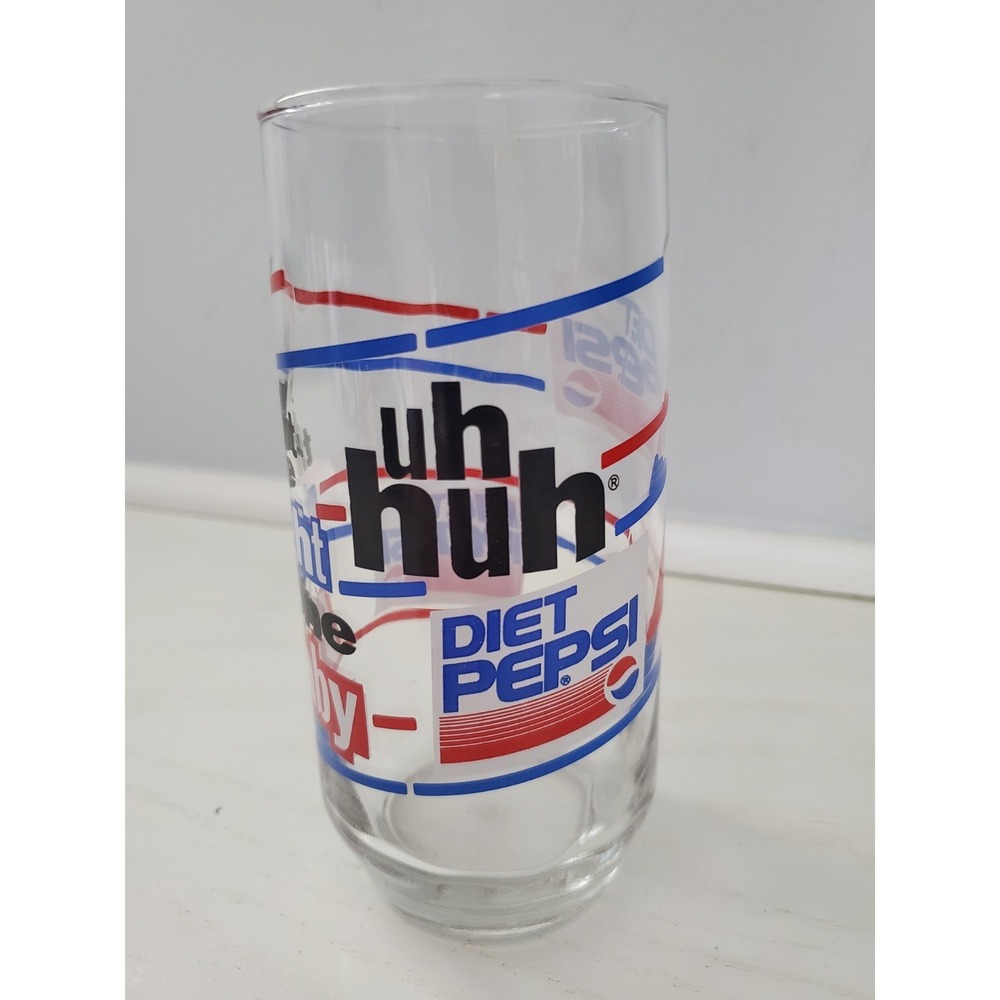 Vintage 1980's Diet Pepsi Glass "You Got the Right One Baby Uh Huh" 12oz Clear - Picture 2 of 3